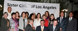 Front: Former L.A. City Councilman Tom LaBonge, L.A. Mayor Eric Garcetti and SCOLA Chairman Tom Gilmore. REAR: Chairpeople of the various sister city organizations of Los Angeles